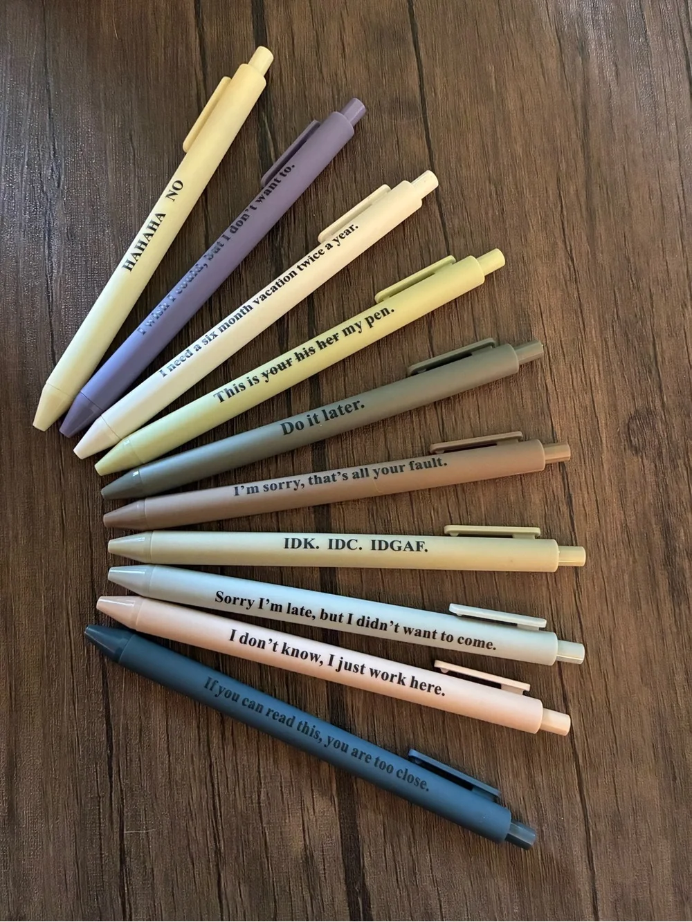 Set of 10 Funny Work Pens